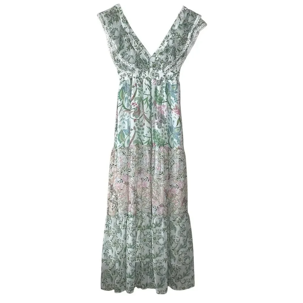 HOUSE OF HARLOW 1960 Tiered Chiffon Maxi Dress Small NWT‎